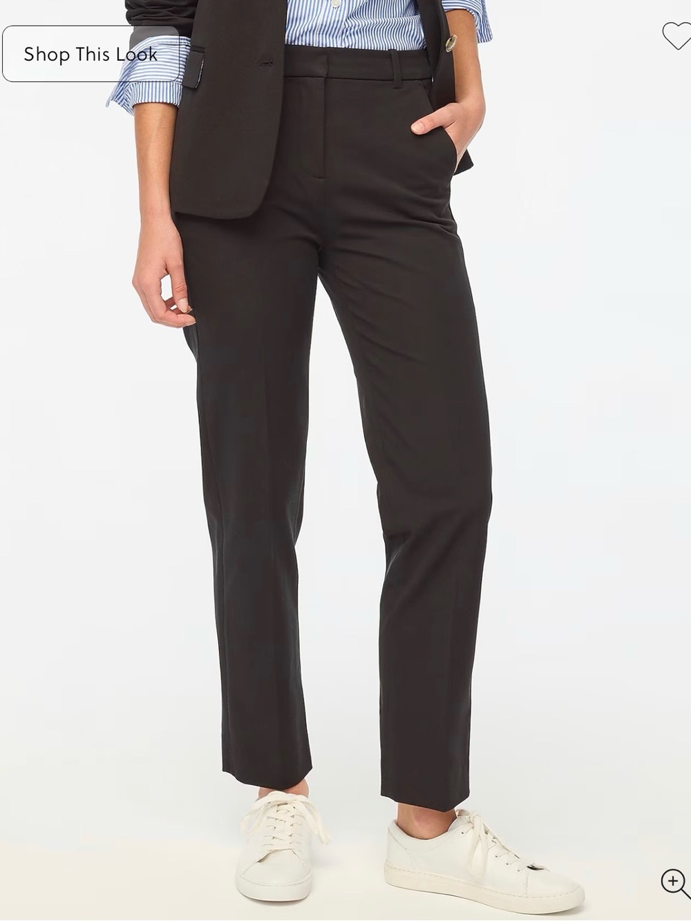 J. Crew Factory Kallie Black Straight-Leg Tailored Trousers, Ankle Length